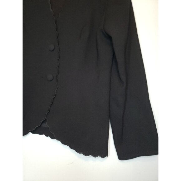 Vtg Sandra Roth Ciao Sport Womens 10 Blazer Jacket Scalloped Black Wool Lined - Picture 3 of 5